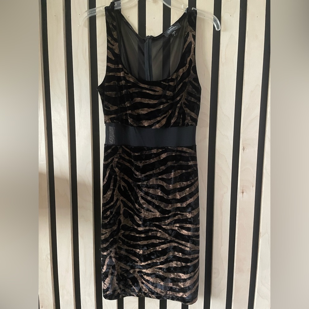 Bebe Dress Velvet Zebra Print